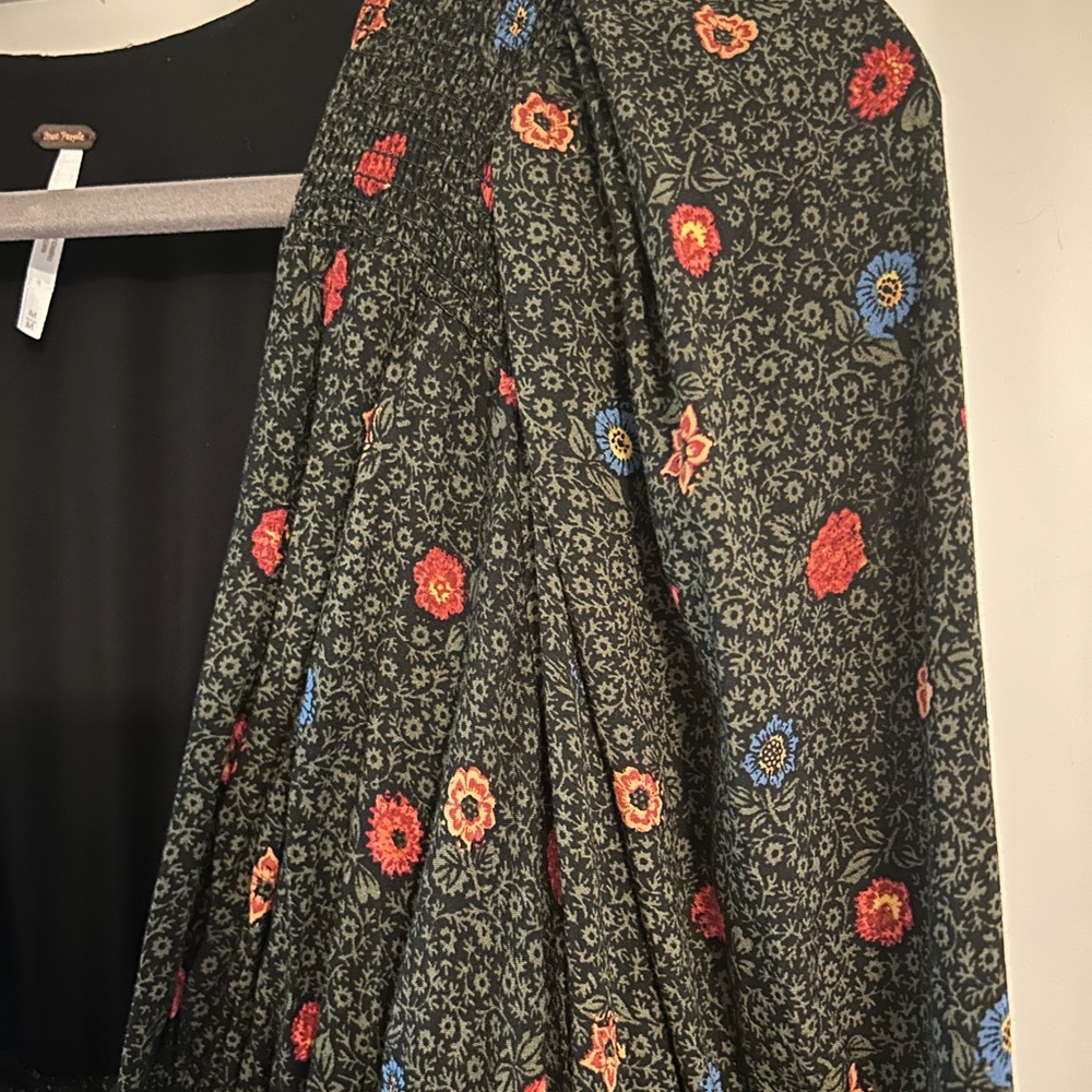 Free People Black and Red Floral Long Sleeve Dress - Picture 3 of 5